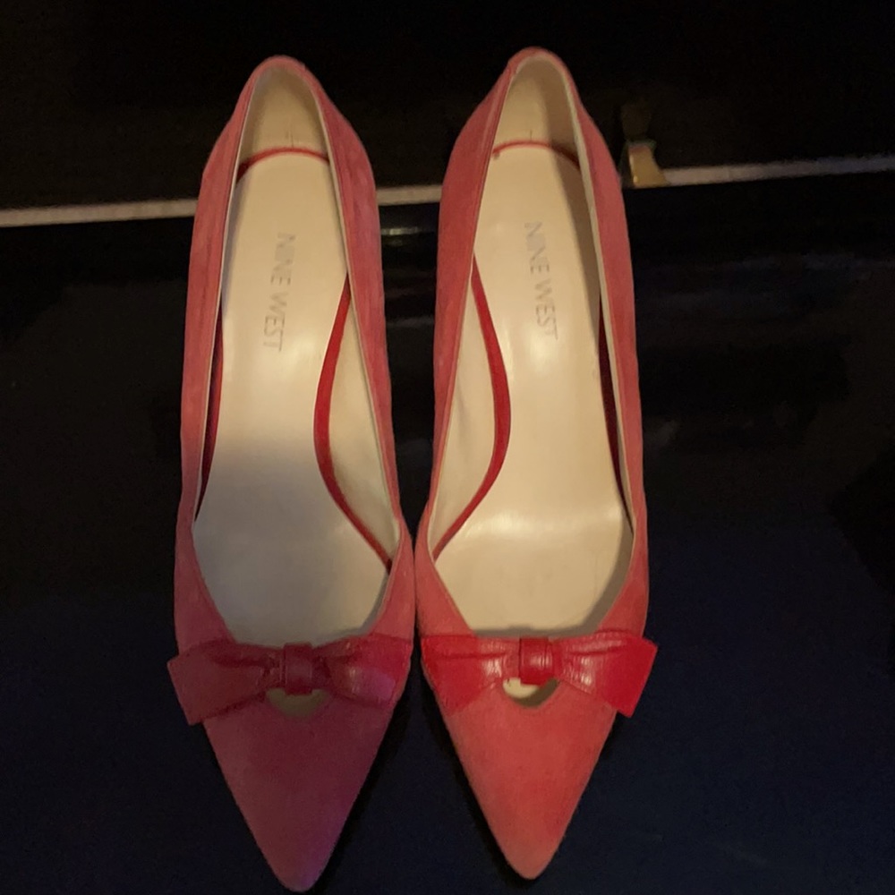 Nine West red suede heels